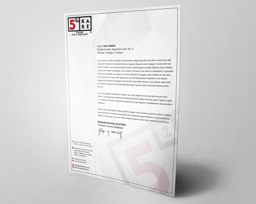 5Kare Antetli Kağıt Tasarımı 5Kare Antetli Kağıt Tasarımı