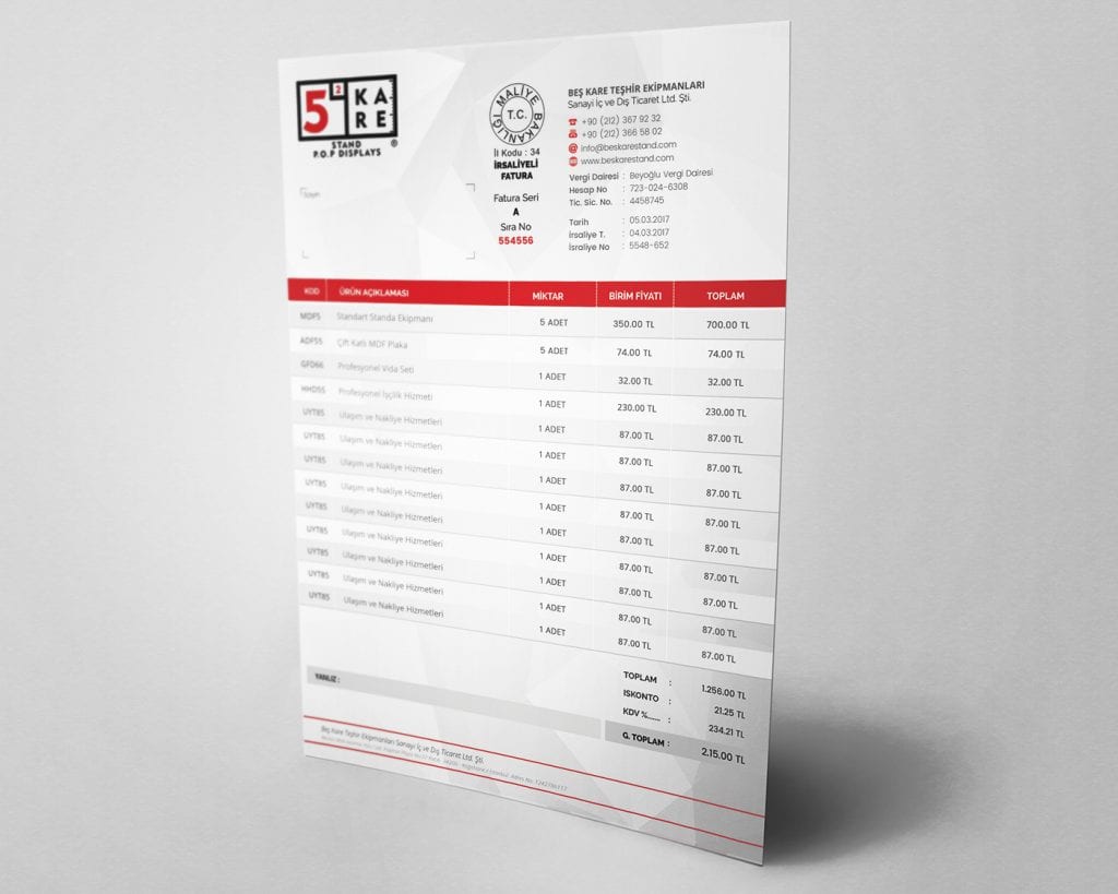 5Kare Fatura İrsaliye Tasarımı 5Kare Fatura İrsaliye Tasarımı